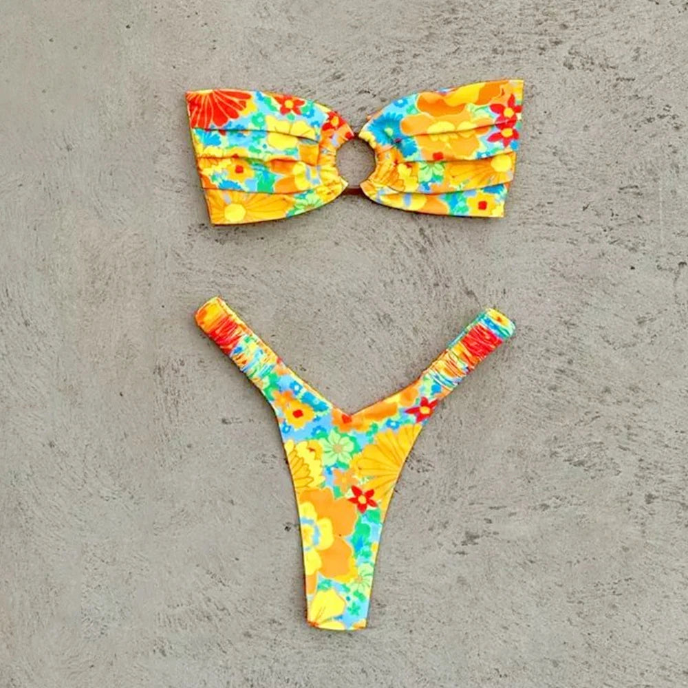 Micro Bikini Push Up Női Fürdőruhák 2026 Szexi Női Fürdőruha Brazil Bikini Szett tanga Biquini Fürdőruhák Nyomtatott Strandruha