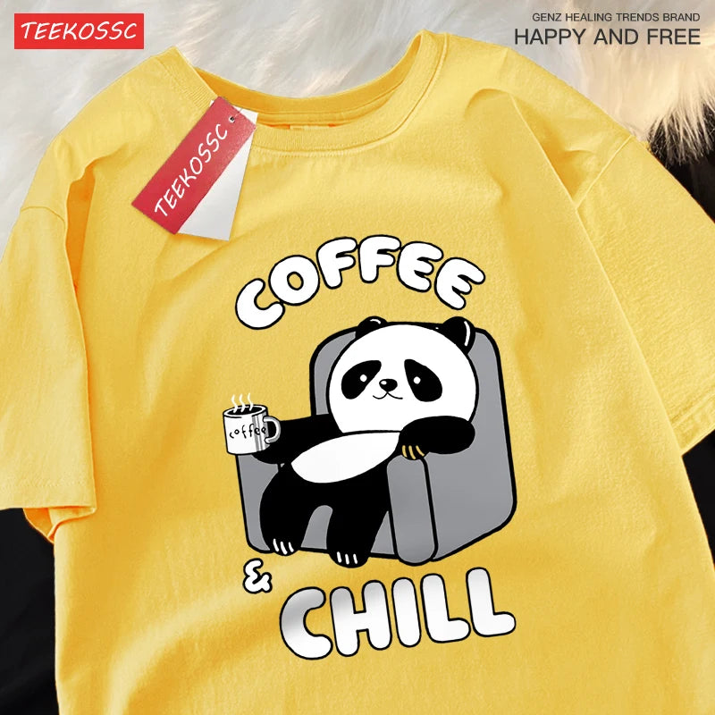 Kávé Panda Élvezi az időt Pólók Férfi Női