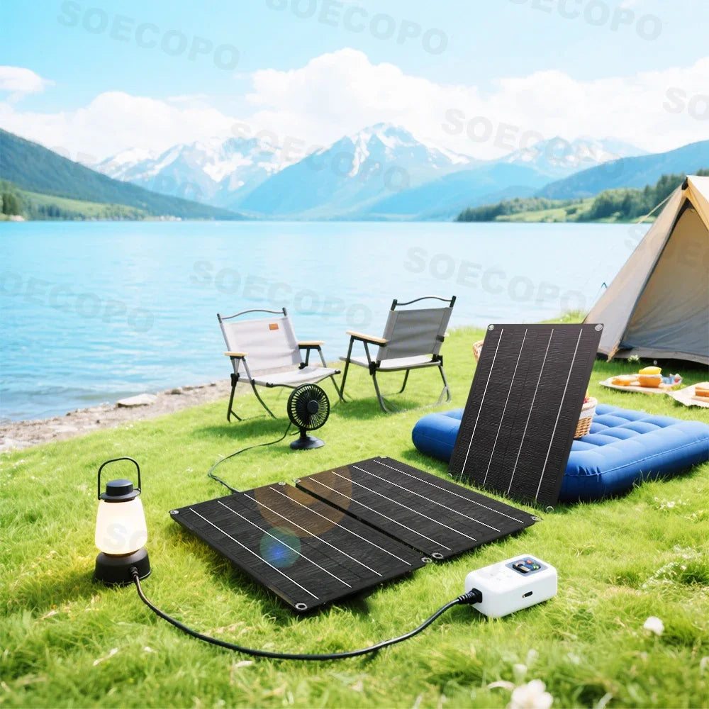 SOECOPO 2400W-os rugalmas napelemkészlet 3 db 800W-os fotovoltaikus panellel, 18V-os akkumulátortöltővel, ingyenes 100A-es vezérlővel lakókocsis kempingezéshez