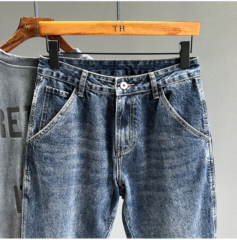 Férfi farmernadrágok Utcai divat Szűkülő nadrágok Kék Hétköznapi Személyiség Vintage Férfi Ruházat Slim Farmer