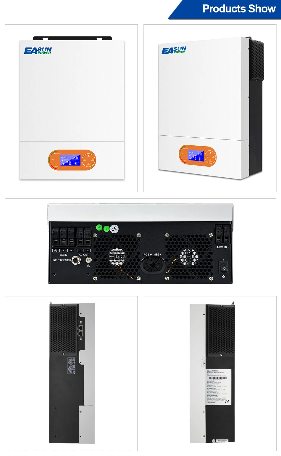 EASUN 6.2KW 4.2KW MPPT hibrid napelemes inverter 48V PV teljesítmény 6500W Off Grid beépített napelemes töltővezérlő 120A tiszta szinusz hullám