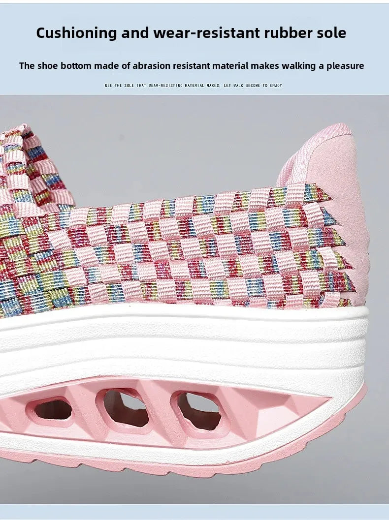 2025 Új Női Cipők Kézzel Szőtt Alkalmi Cipők Vastag Alsó Lélegző Egyszemélyes Szandálok Slip-on Lazy Travel Shoe Chaussure Femme