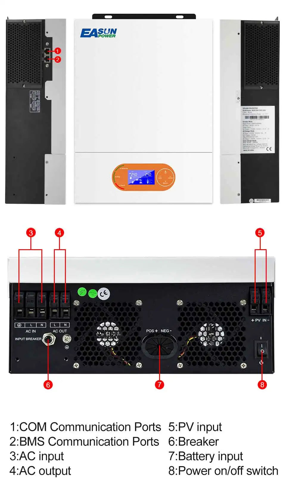 EASUN 6.2KW 4.2KW MPPT hibrid napelemes inverter 48V PV teljesítmény 6500W Off Grid beépített napelemes töltővezérlő 120A tiszta szinusz hullám