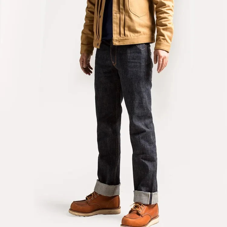 Piros Tornado Férfi  Farmer Raw Selvage Farmer Hátul Csatos Nadrág 3 Típus
