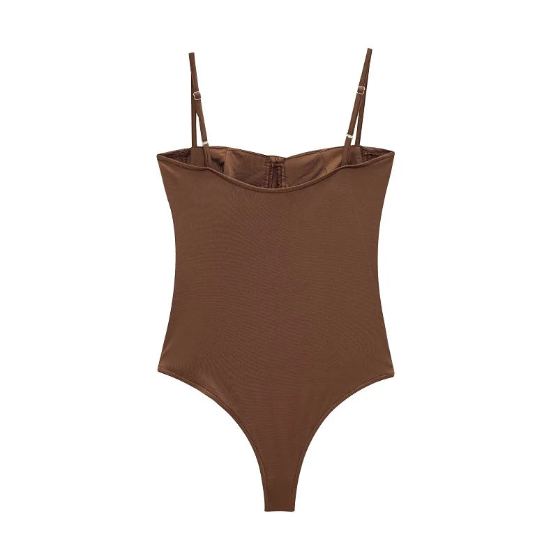 MUJER Szexi szatén body Női Hát nélküli Bustier Top Női Szexi Ruhák Fehérnemű Bodyk Női Ujjatlan Női Top Body