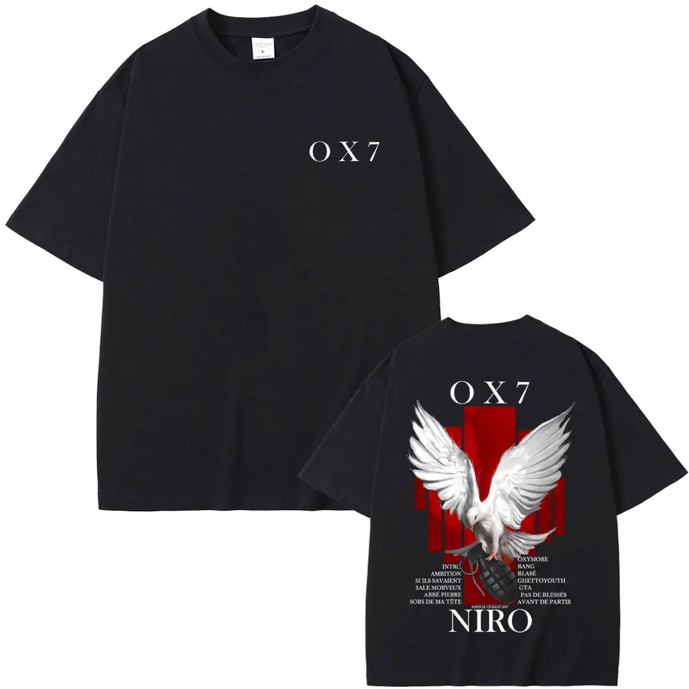 Rapper Niro OX7 album grafikus póló férfi női hiphop divat