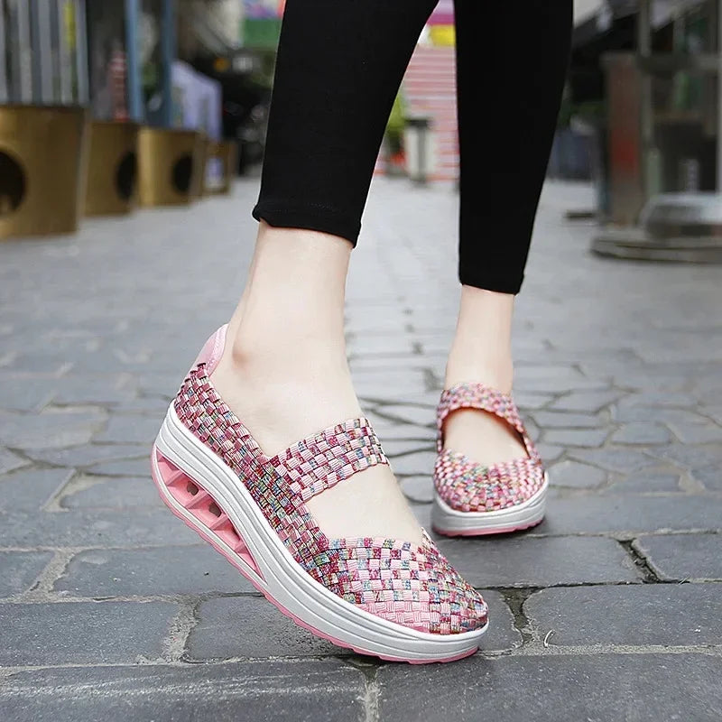 2025 Új Női Cipők Kézzel Szőtt Alkalmi Cipők Vastag Alsó Lélegző Egyszemélyes Szandálok Slip-on Lazy Travel Shoe Chaussure Femme