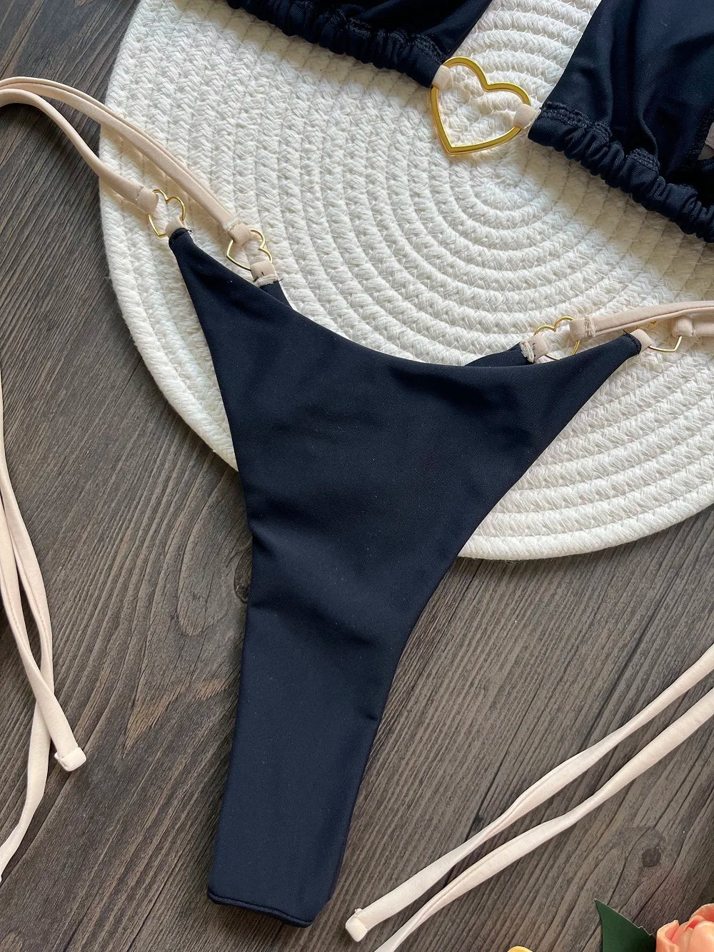RUOTONSEPT Szexi Pántnélküli Egyszínű Bikini Szett Női Fürdőruha Kétrészes Háromszög Tanga Fürdőruha Brazil Bikinik