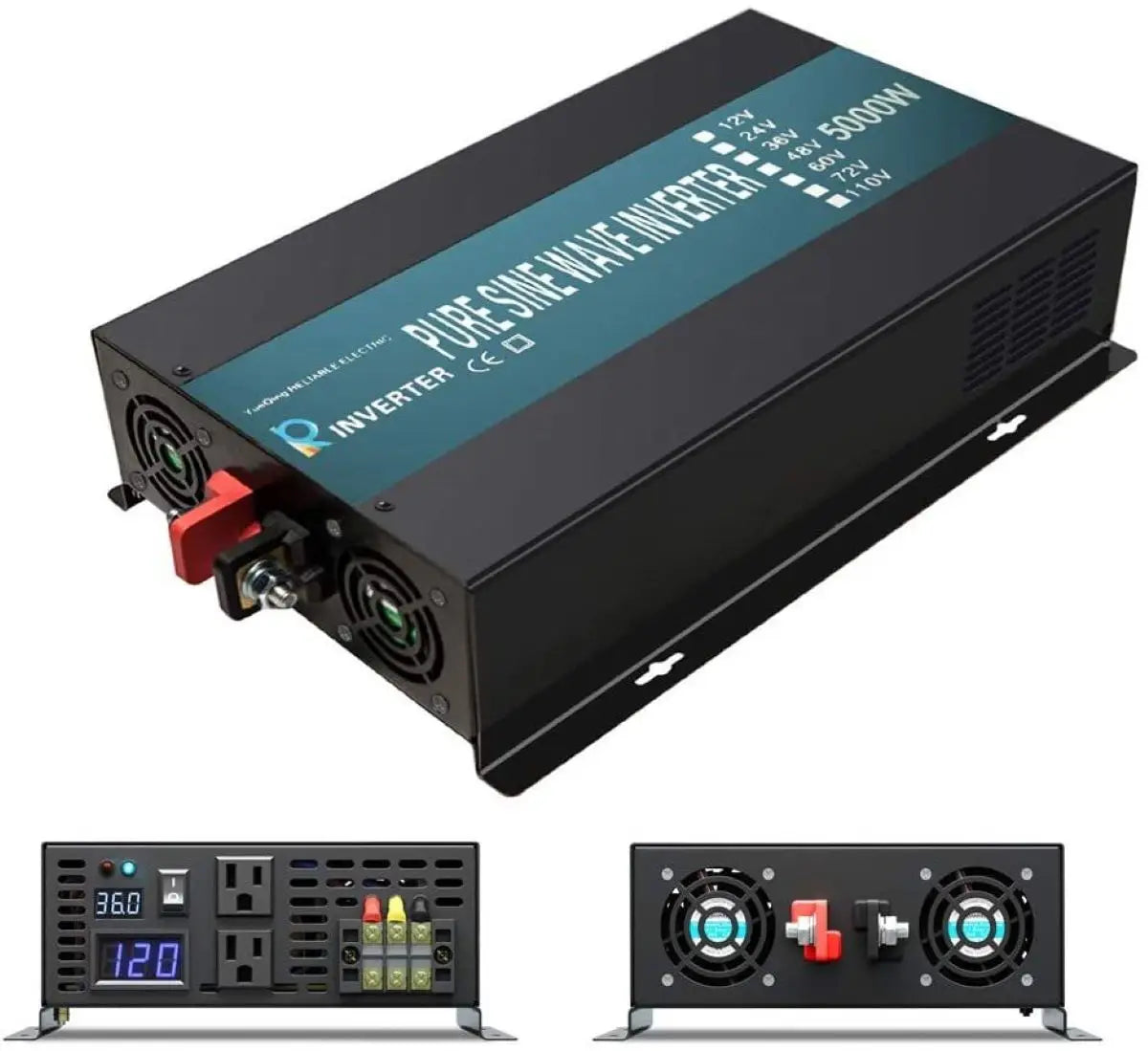 Megbízható tiszta szinuszhullámú napelemes inverter 1000W/1500W/2000W/2500W/3000W/5000W 12V/24V/48V DC - 120V/220VAC tápegység-átalakító