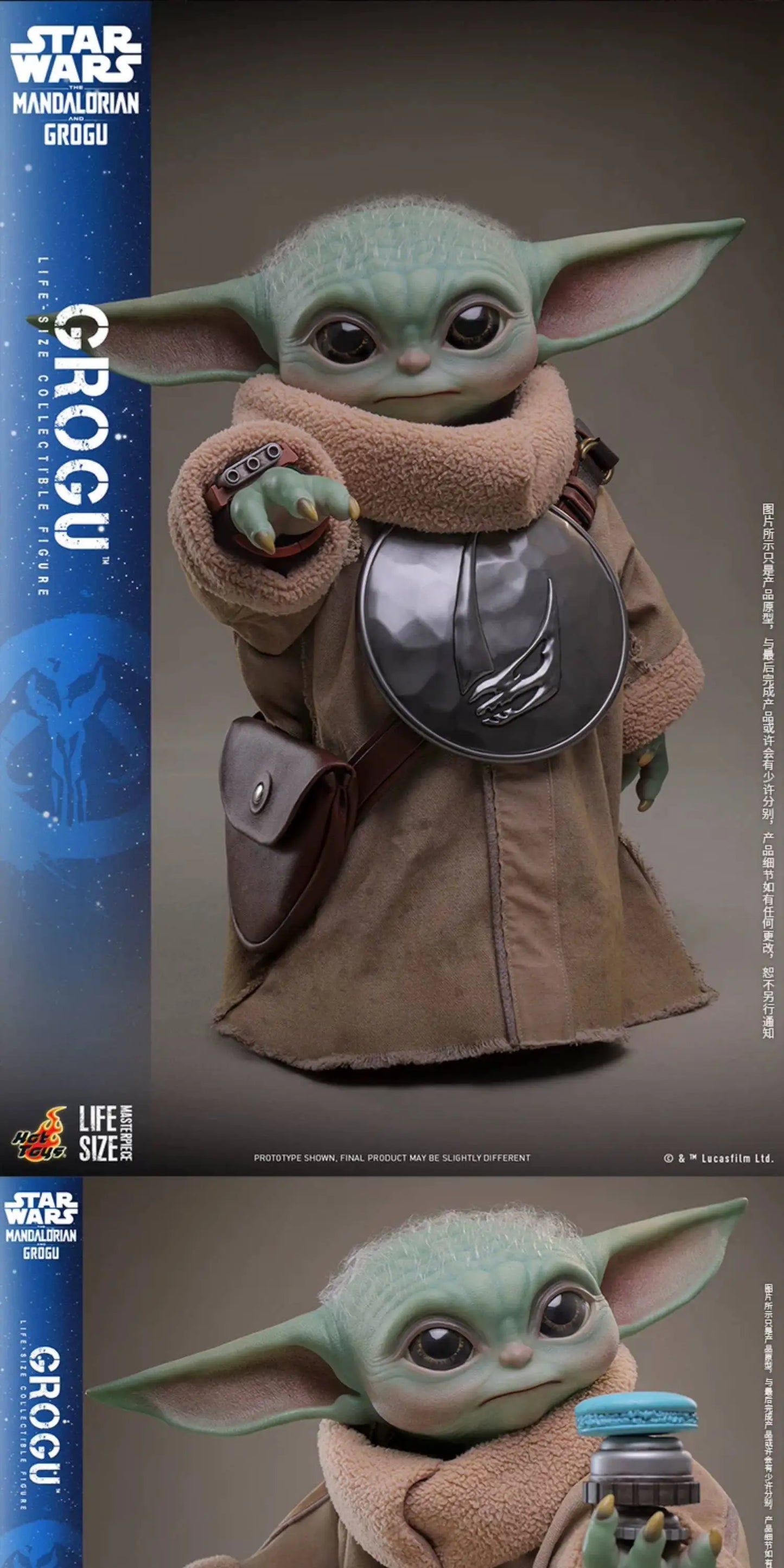 Hot Toys A Mandalóri Grogu Lms016 Grogu 1/6 37,5 cm-es filmes ajándéktárgy, asztali dísz, rajongói gyűjtemény