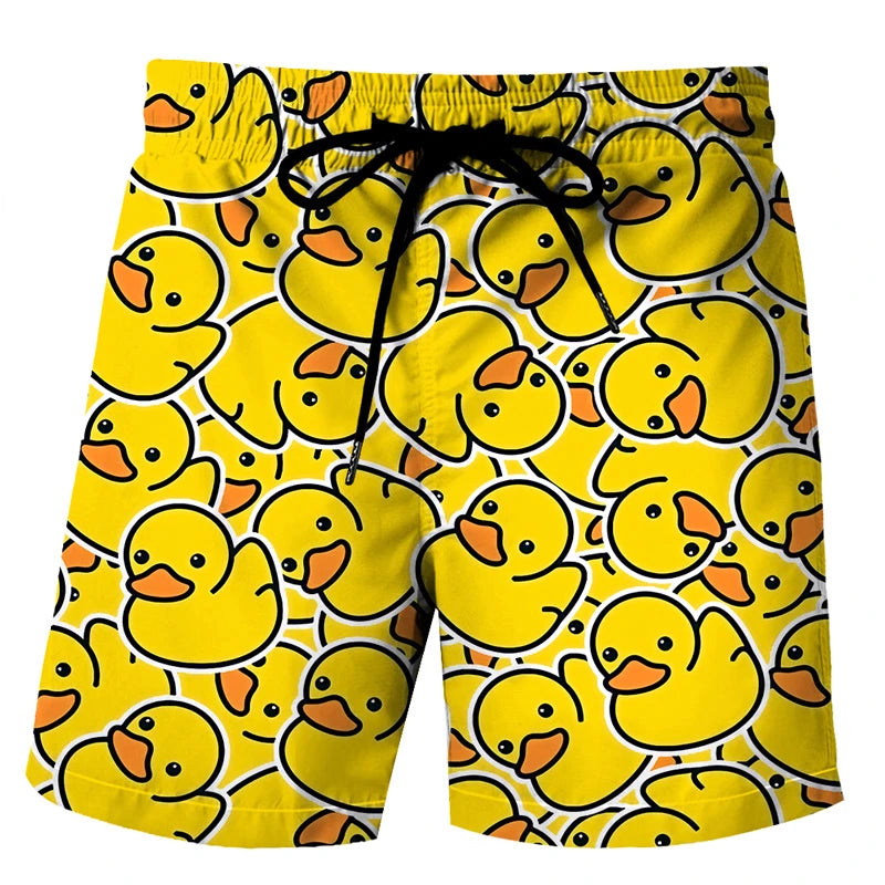 Vicces kacsa mintás férfi strandnadrág 3D mintás állatmintás boardshort