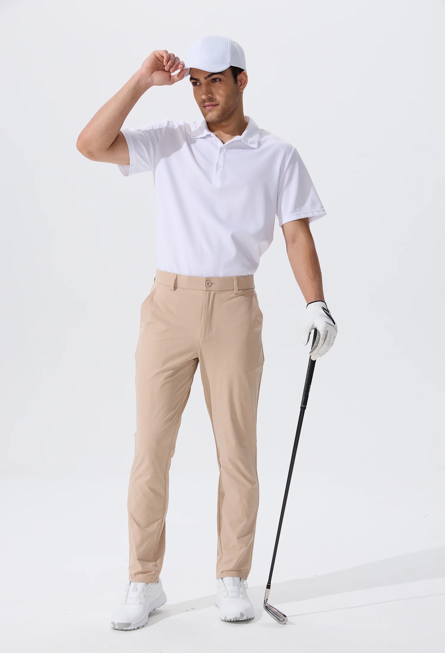 Férfi lezser golfnadrág, rugalmas, vékony, egyenes, könnyű, minőségi üzleti nadrág, golf sportnadrág, 30-34-es belső szárhossz