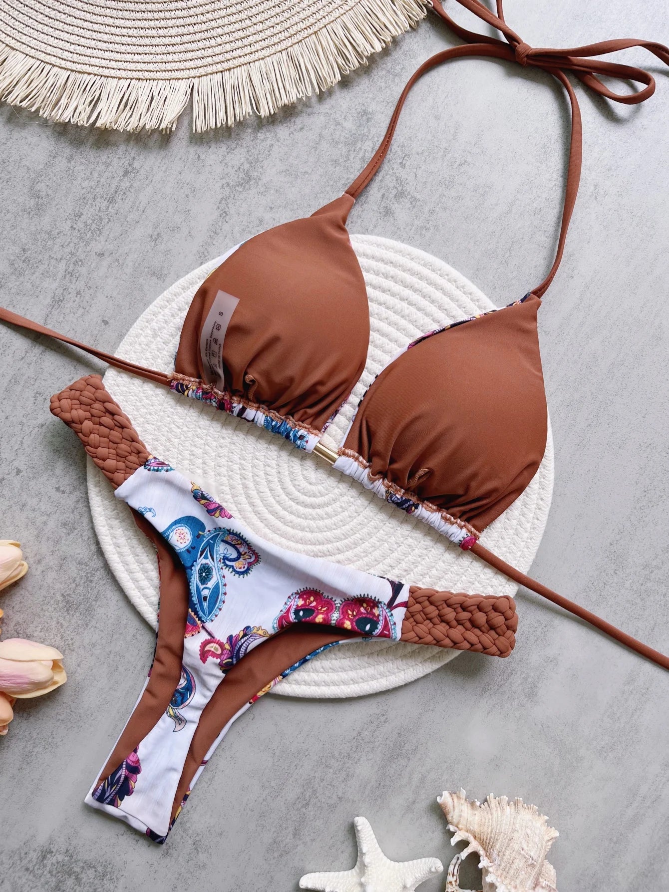 RUOTONSEPT nyomtatott pántnélküli mini tanga magas kivágású bikini női fürdőruha női fürdőruha kétrészes bikiniszett fürdőruha úszás