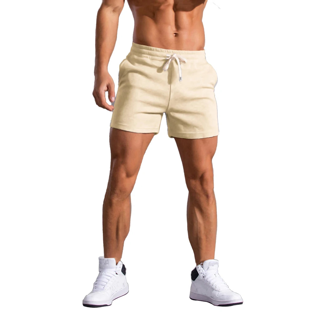 Férfi rövidnadrág, nyári, alkalmi, lélegző, húzózsinóros, rövidnadrág, egyszínű, boardshort, jogger, sportnadrág