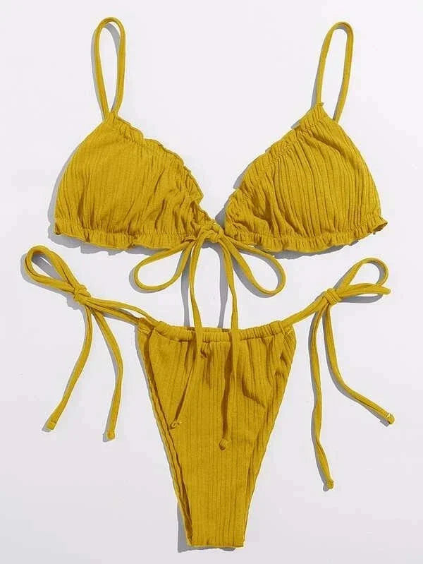 Új 2025 szexi fürdőruha, csíkos bikini, női fürdőruha, push up bikini, kötszer, strandruha, egyszínű bikini szettek