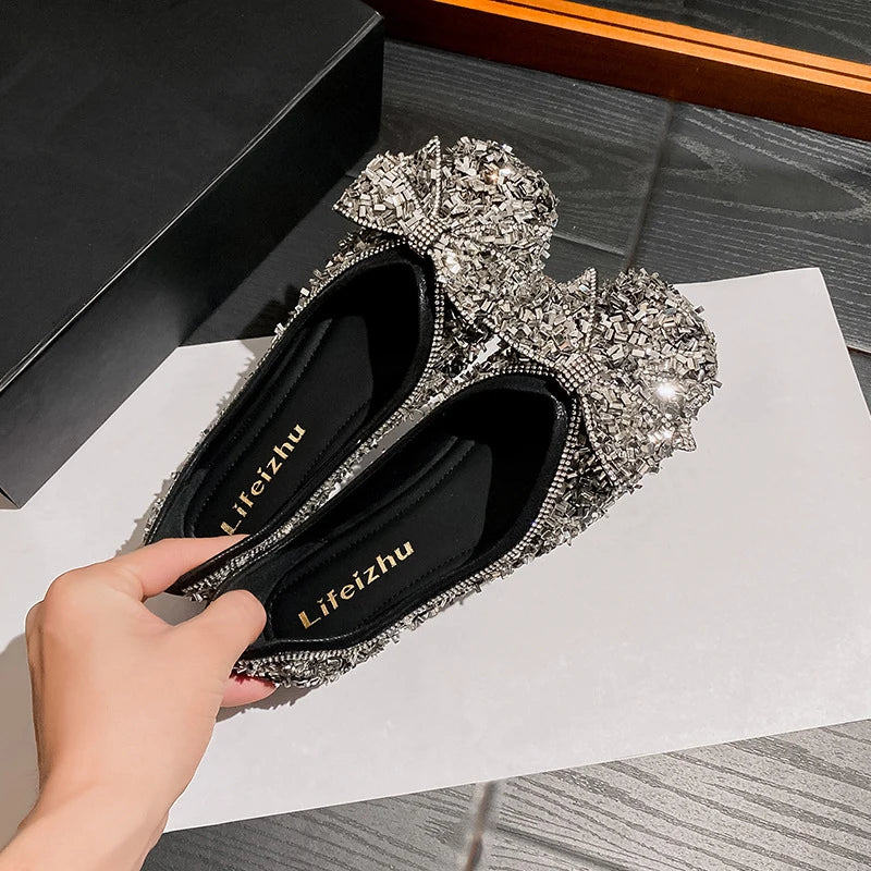 Női cipők, gyönyörű, masnis, alkalmi cipők, női divatos, négyzet alakú, lapos cipő, luxus designer cipők, Zapatos Mujer