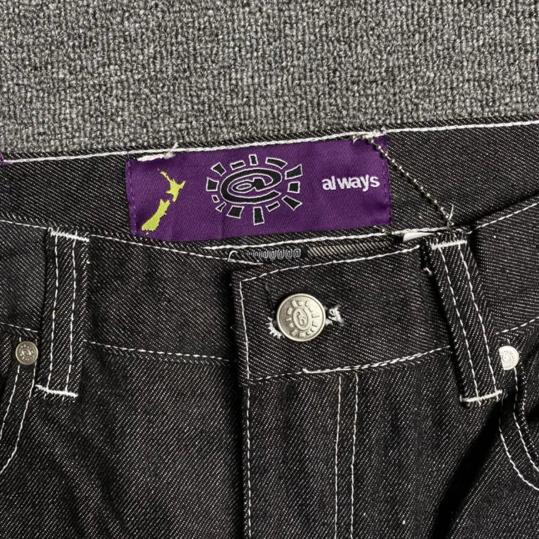 Új Always Jeans Kiváló minőségű Nyomott Hímzésű Egyenes Farmer Fekete Nadrág Férfi Farmer Mintás Trendi Utcai Viselet Always Jeans Férfi