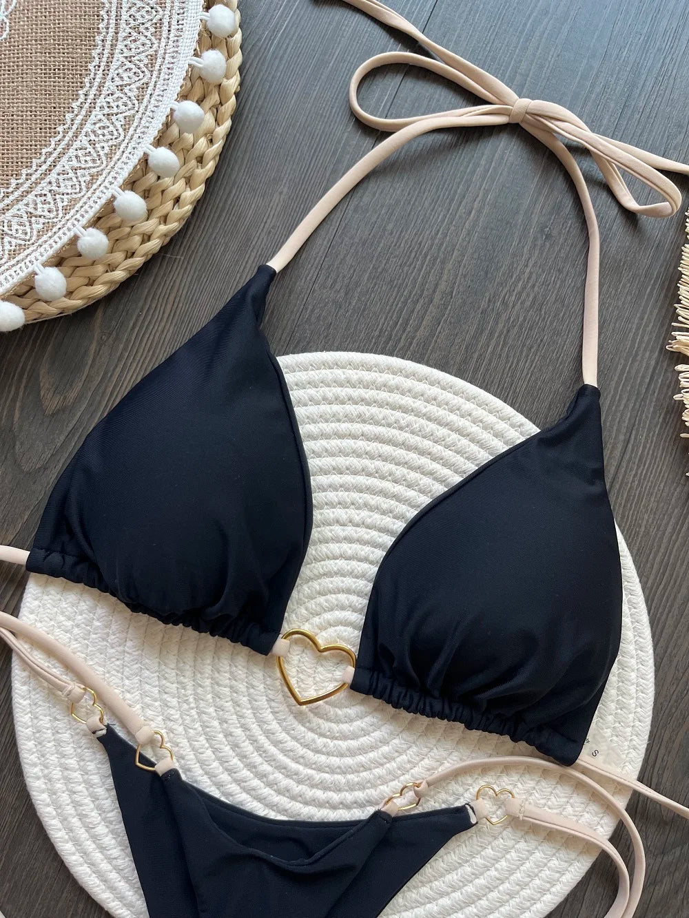 RUOTONSEPT Szexi Pántnélküli Egyszínű Bikini Szett Női Fürdőruha Kétrészes Háromszög Tanga Fürdőruha Brazil Bikinik