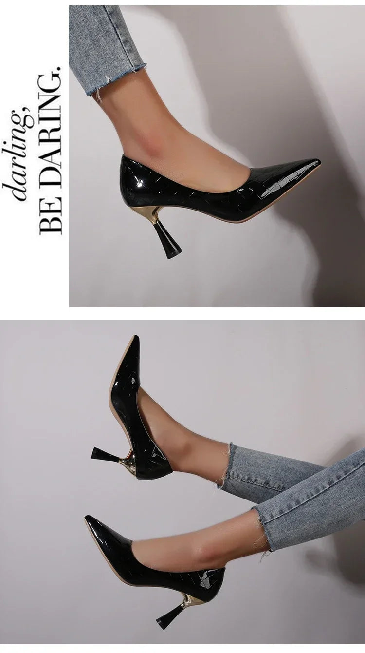 Cipők Női 2024 Trend Új Nyári Piros Magassarkú Elegáns Női Fekete Magassarkú Hegyes Orrú Pumps Ruha Bőr Fehér Női Cipő