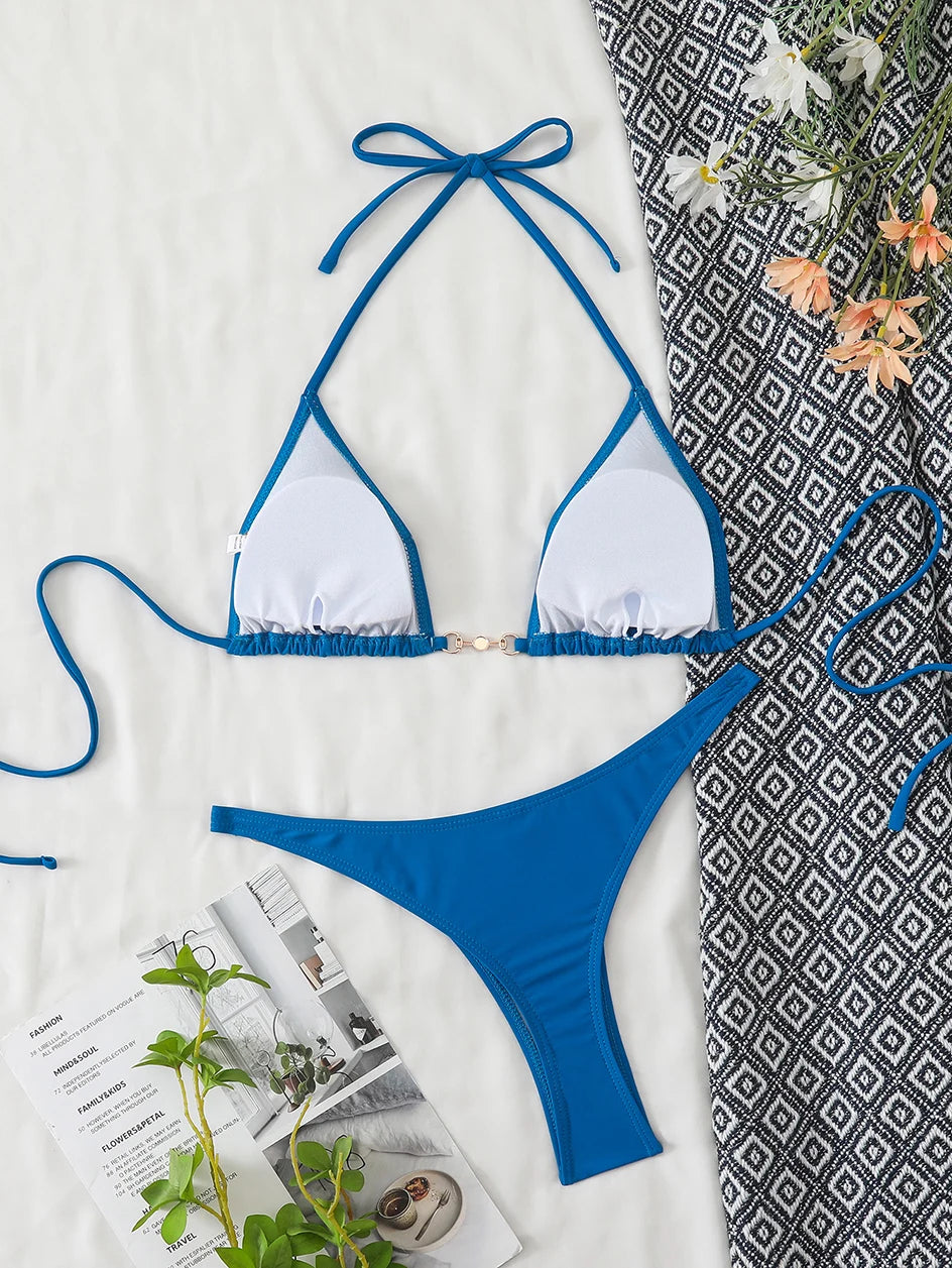 Szexi mikro bikini 2026 női láncos fürdőruha női fürdőruha tanga bikinik szett brazil kétrészes fürdőruha strandruha fürdőruha fürdőző