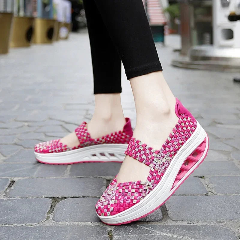 2025 Új Női Cipők Kézzel Szőtt Alkalmi Cipők Vastag Alsó Lélegző Egyszemélyes Szandálok Slip-on Lazy Travel Shoe Chaussure Femme