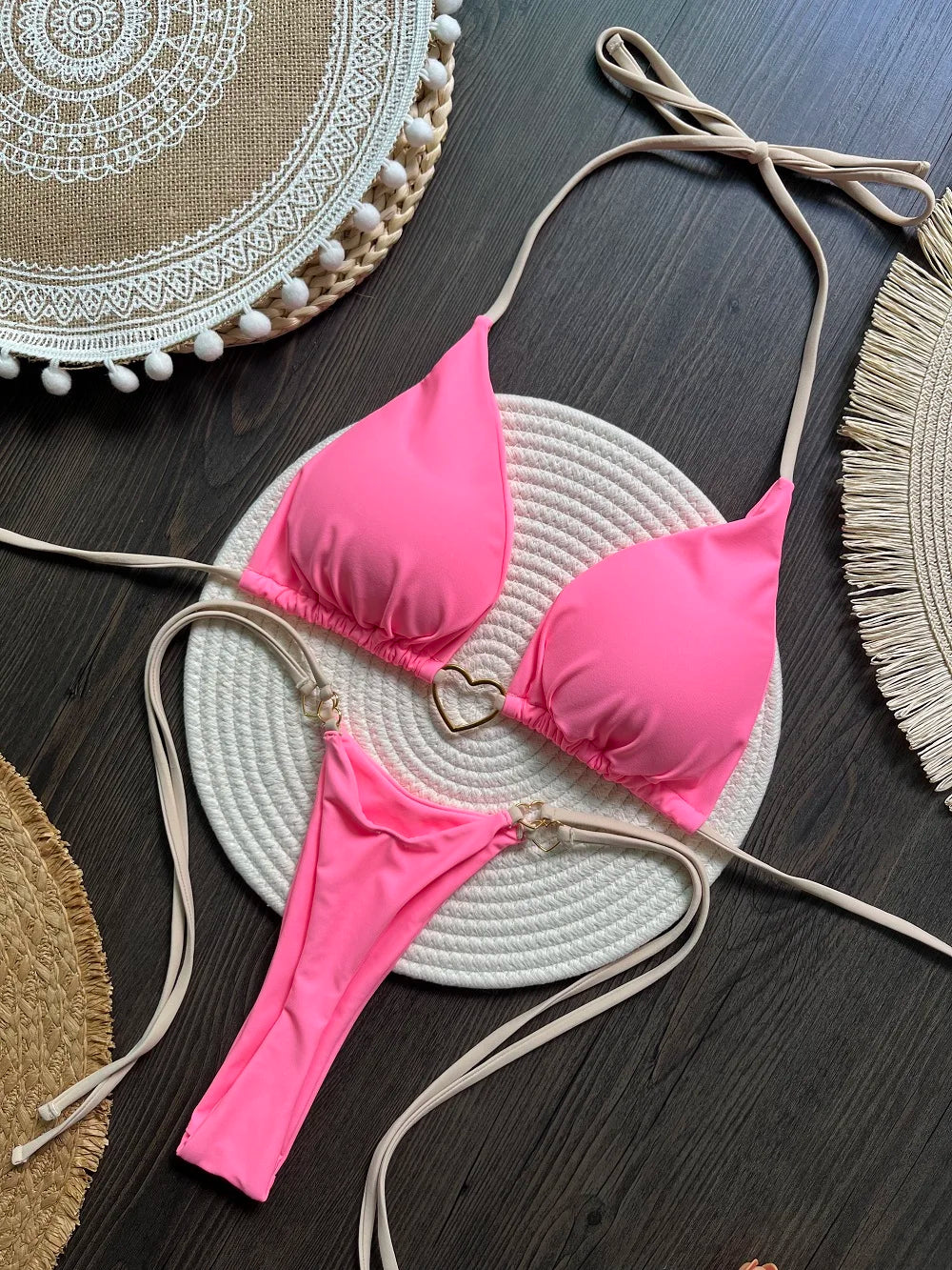RUOTONSEPT Szexi Pántnélküli Egyszínű Bikini Szett Női Fürdőruha Kétrészes Háromszög Tanga Fürdőruha Brazil Bikinik