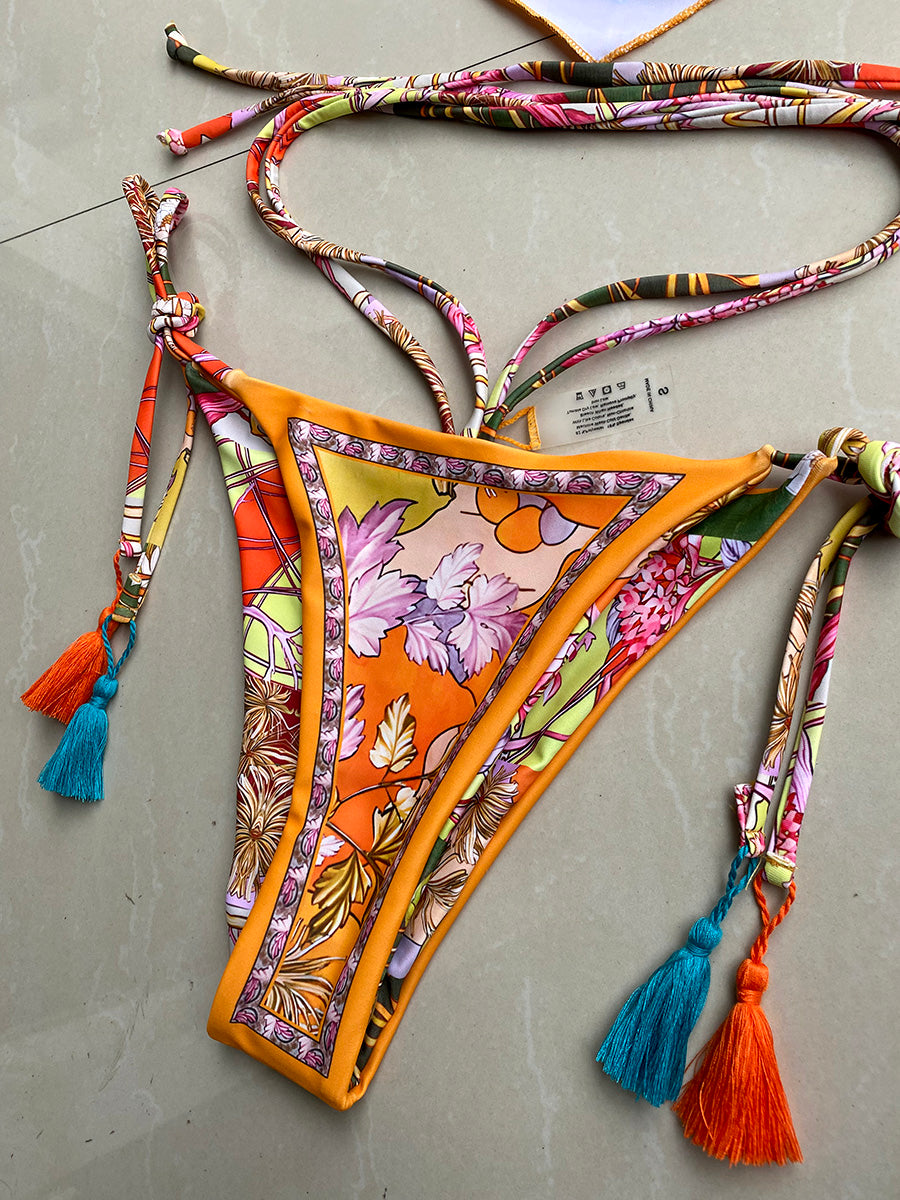 Nyomtatott Crop Top Bikini 2025 Női Bikinik Brazil Fürdőruha Női Fürdőruha Kétrészes Bikini Szett Magas Dekoltált Fürdőruha Úszás