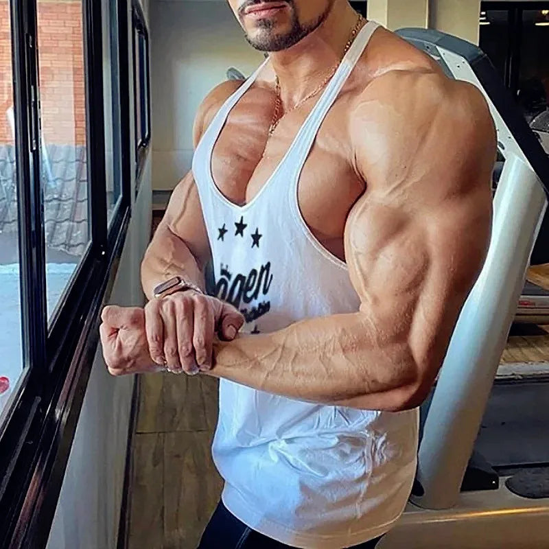 Muscle férfi sport trikó pamut edzőfelsők ujjatlan trikó férfi fitnesz