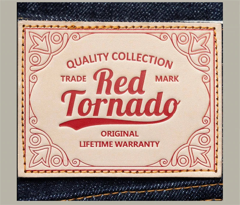 Piros Tornado 55501 Laza Egyenes Fazonú Férfi Farmer Raw Selvedge Farmer Nadrág Amekaji