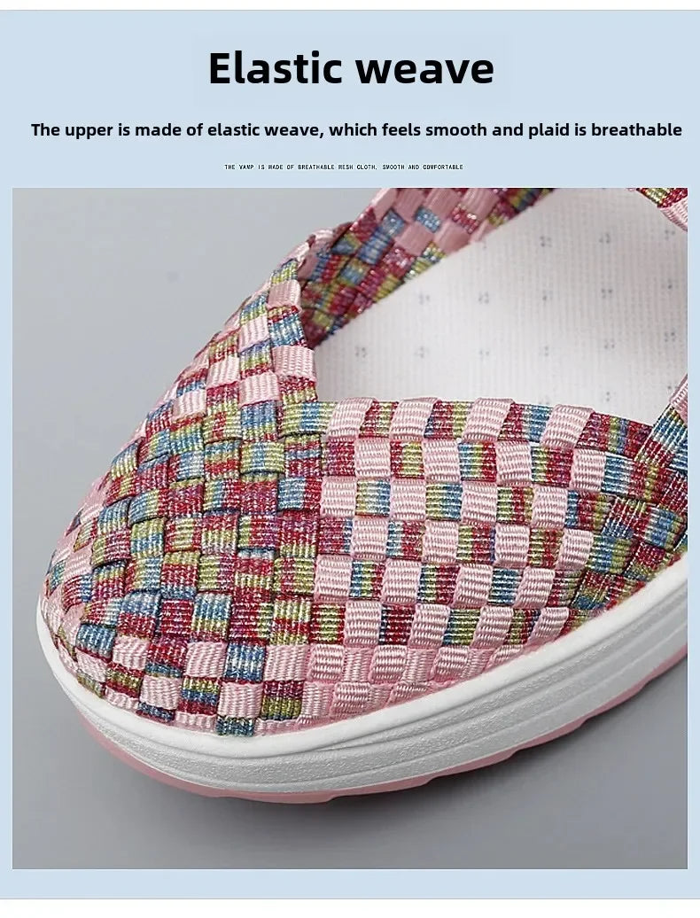 2025 Új Női Cipők Kézzel Szőtt Alkalmi Cipők Vastag Alsó Lélegző Egyszemélyes Szandálok Slip-on Lazy Travel Shoe Chaussure Femme