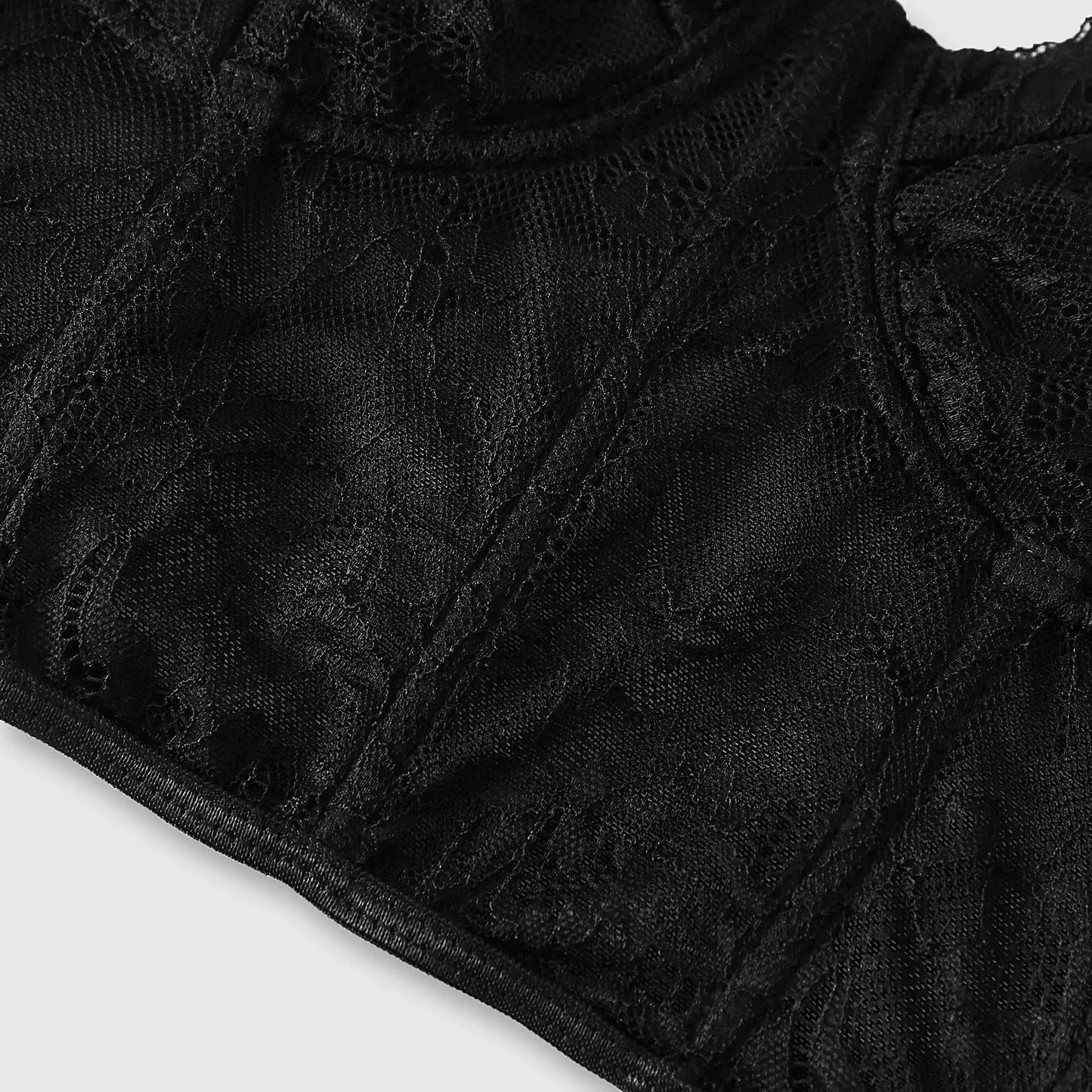 Szexi fekete, félig átlátszó, hálós melltartó, push-up női csőfelső, fűzős, bustier mellény, klubparti, crop top, elegáns fehérnemű