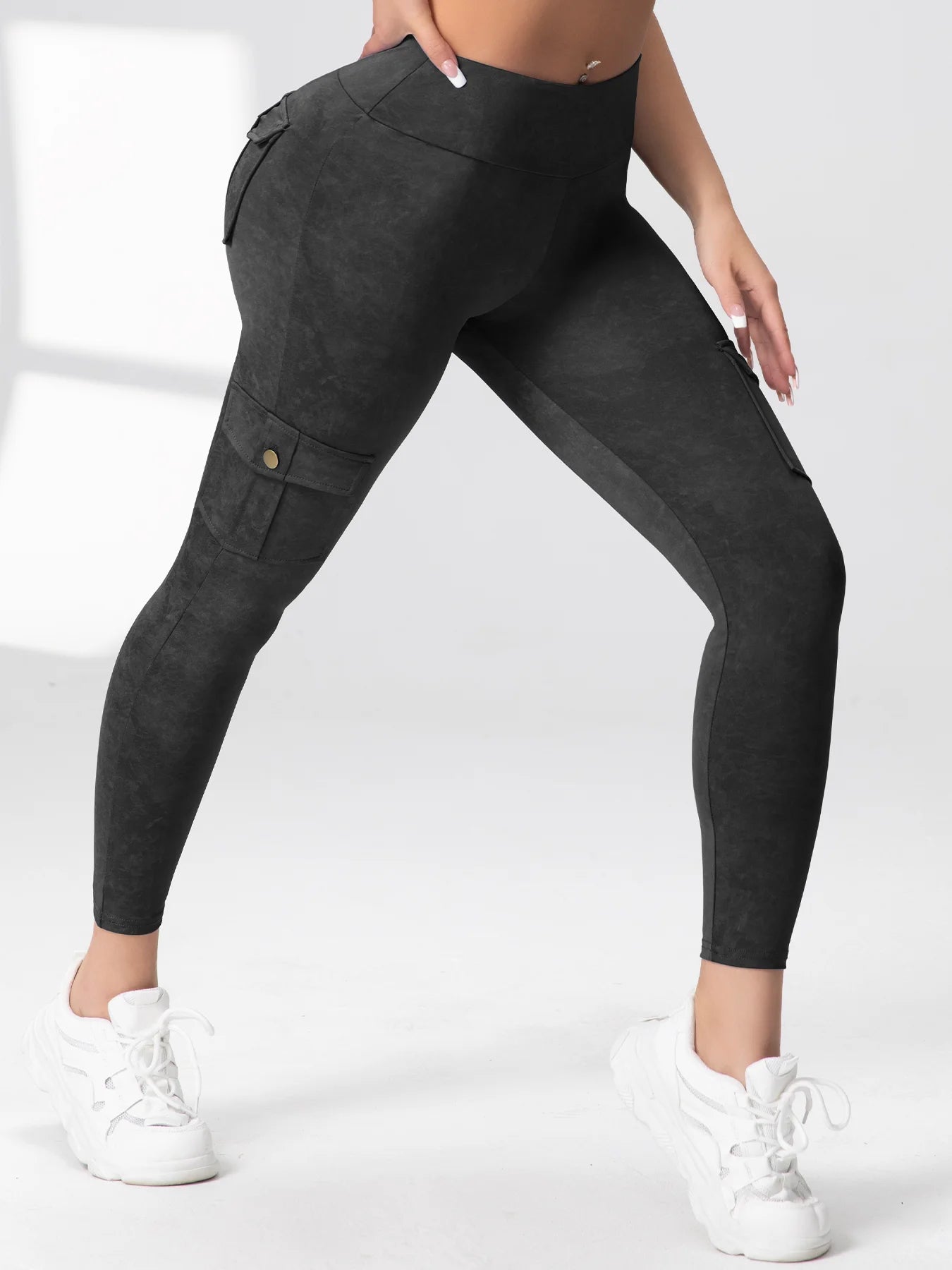 Zsebes edzőnadrág női magas derekú divatos fitnesznadrág vékony, rugalmas, kültéri, kényelmes sportleggings