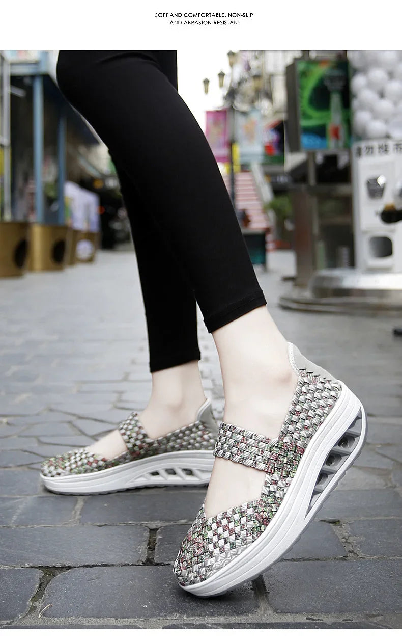 2025 Új Női Cipők Kézzel Szőtt Alkalmi Cipők Vastag Alsó Lélegző Egyszemélyes Szandálok Slip-on Lazy Travel Shoe Chaussure Femme