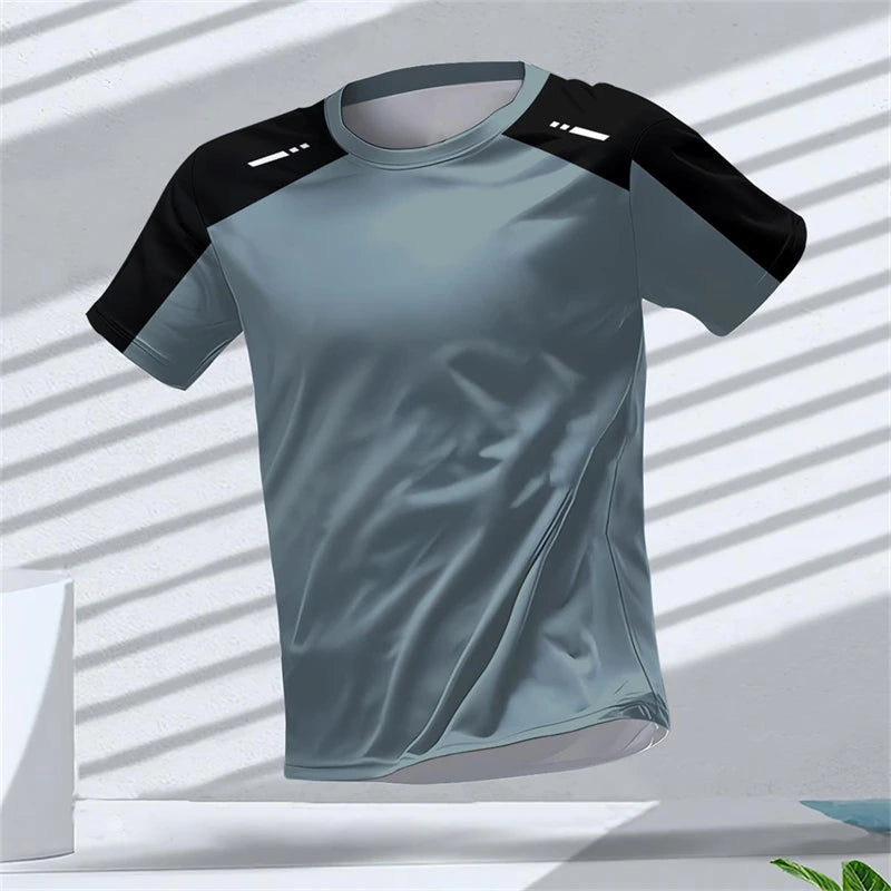 Divatos futó sportpólók férfiaknak, nyári, hétköznapi, szabadtéri fitnesz, 3D nyomtatott, laza, gyorsan száradó, lélegző pólók, felsők