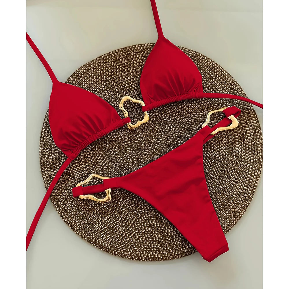 Szexi, pántnélküli, mikro bikini 2025 női fürdőruha, egyszínű, tanga bikinik, brazil strandruha, biquini női