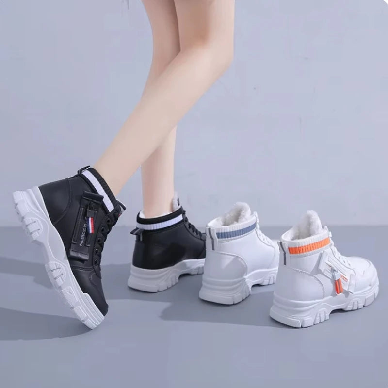 Női cipők, téli női csizma, divatos bársony pamut cipők, bokacsizma, platformcipő, magas szárú női tornacipő, Zapatos