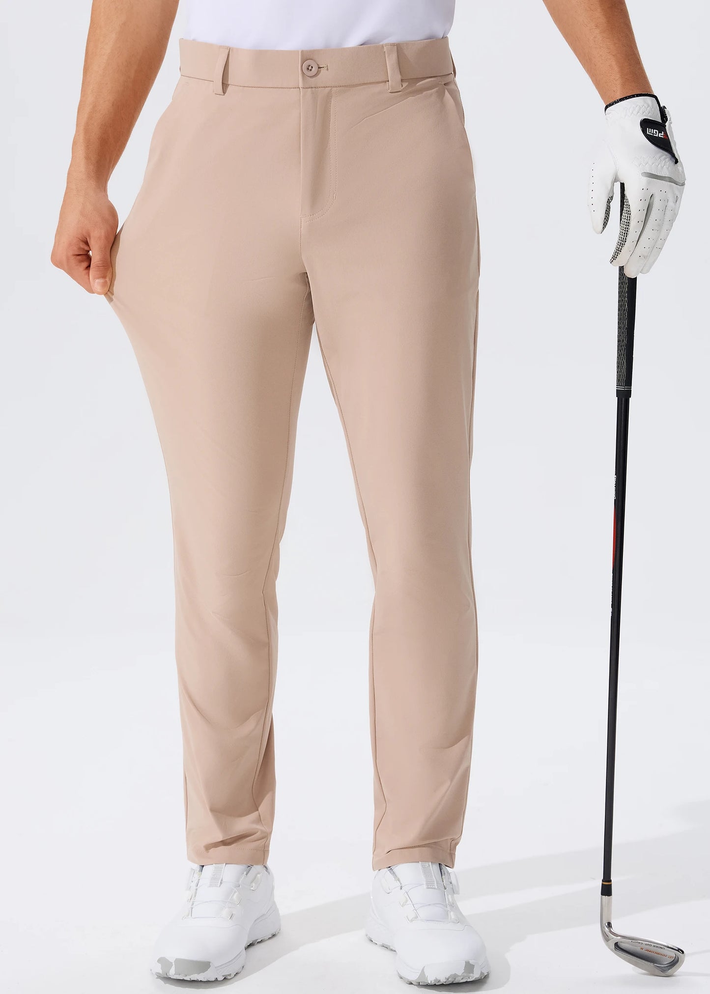 Férfi lezser golfnadrág, rugalmas, vékony, egyenes, könnyű, minőségi üzleti nadrág, golf sportnadrág, 30-34-es belső szárhossz