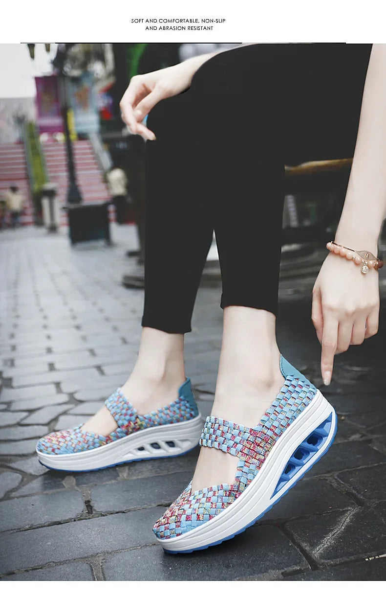 2025 Új Női Cipők Kézzel Szőtt Alkalmi Cipők Vastag Alsó Lélegző Egyszemélyes Szandálok Slip-on Lazy Travel Shoe Chaussure Femme
