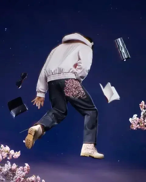 Vintage alacsony derekú hip-hop cseresznyevirág hímzett farmer széles szárú nadrág Y2K ruházat férfi női hímzett baggy farmer