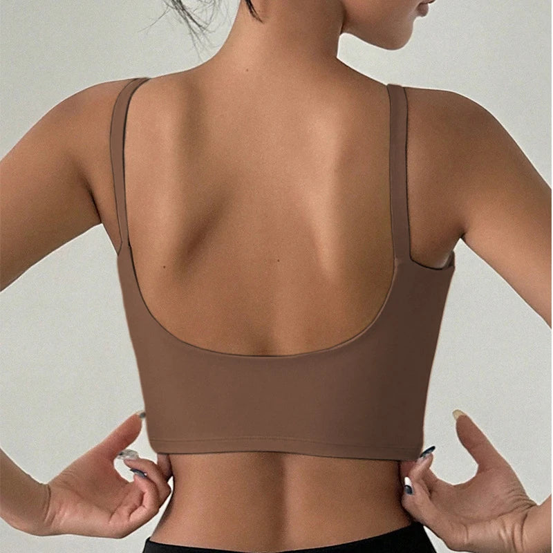 Jóga alsónemű nőknek, lélegző, tömör, U alakú fitnesz sportmelltartó felső melltartóval, edzőteremben, sportos, feszes edzéshez, jog futó mellény