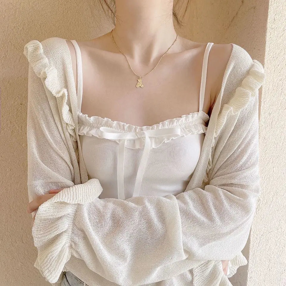 Nyári női csőfelső szexi masnis atléta ujjatlan fűző felső női fehérnemű pántnélküli vékony pántos trikó fehér crop top