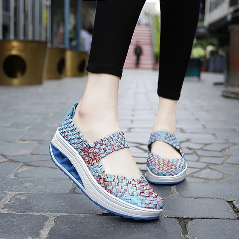 2025 Új Női Cipők Kézzel Szőtt Alkalmi Cipők Vastag Alsó Lélegző Egyszemélyes Szandálok Slip-on Lazy Travel Shoe Chaussure Femme
