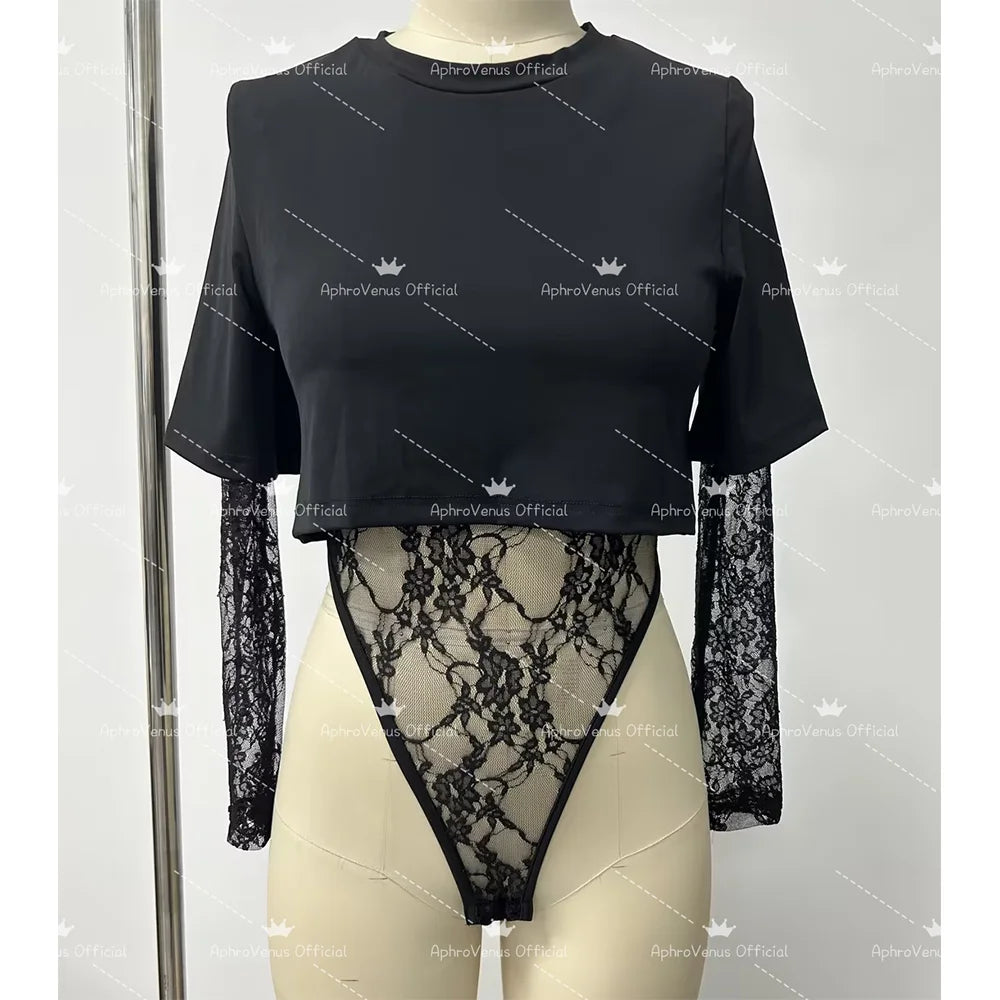 Szexi csipkés body, kétrészes szett, női divatos fehérnemű, Y2K utcai viselet, lezser nyári ruhák, S-XXL méret