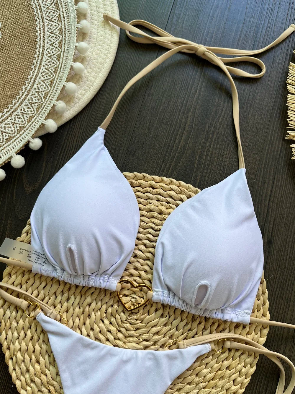 RUOTONSEPT Szexi Pántnélküli Egyszínű Bikini Szett Női Fürdőruha Kétrészes Háromszög Tanga Fürdőruha Brazil Bikinik