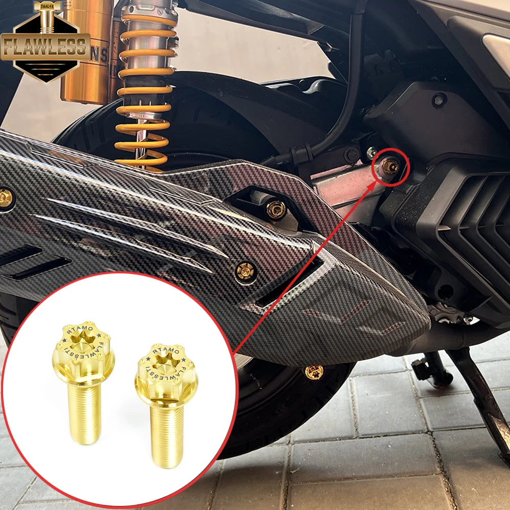 FLAWLESSTI Gr5 Titán forgattyúház Légszűrőház Hűtő Motorolaj Lengőkar Féktárcsa Kipufogócső Hátsó Lengéscsillapító Csavar Honda PCX 160-hoz