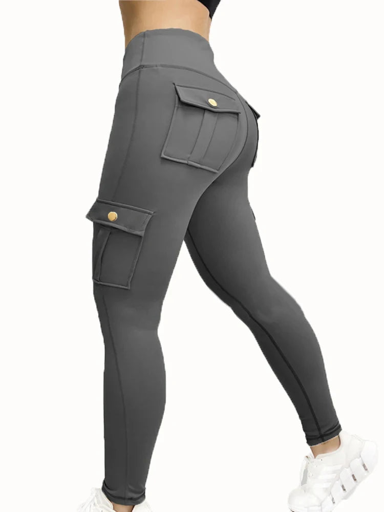 Zsebes edzőnadrág női magas derekú divatos fitnesznadrág vékony, rugalmas, kültéri, kényelmes sportleggings