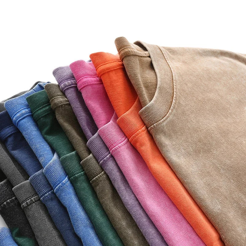 350 g/m²-es férfi  vintage pólók, utcai , retró  pamut, rövid ujjú