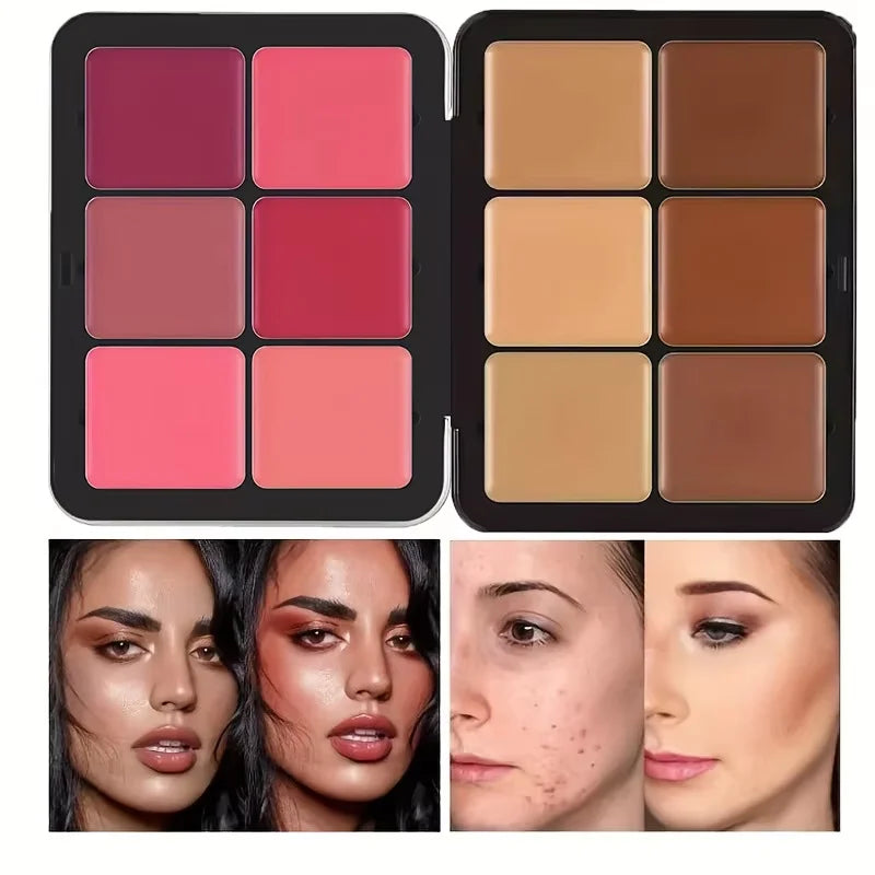 12 színű korrektor és pirosító paletta Matt és highlighter kontúr smink pirosító paletta