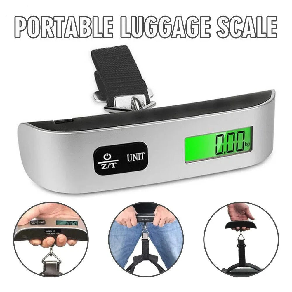 Poggyászmérleg 110 font 50 kg-os digitális kézi, hordozható, függő poggyászmérleg utazó bőrönd súlymérleghez