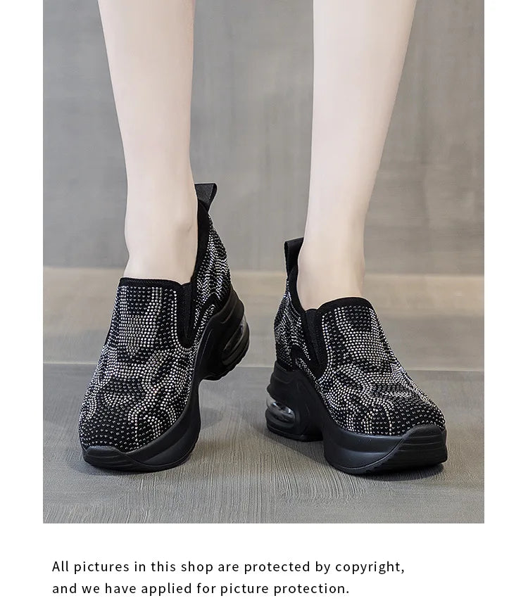 2023 Női Cipők Ősz Új Hétköznapi Kis Fehér Cipők Strasszos Platform Sport Légpárnás Cipő Plus Size Zapatos De Mujer